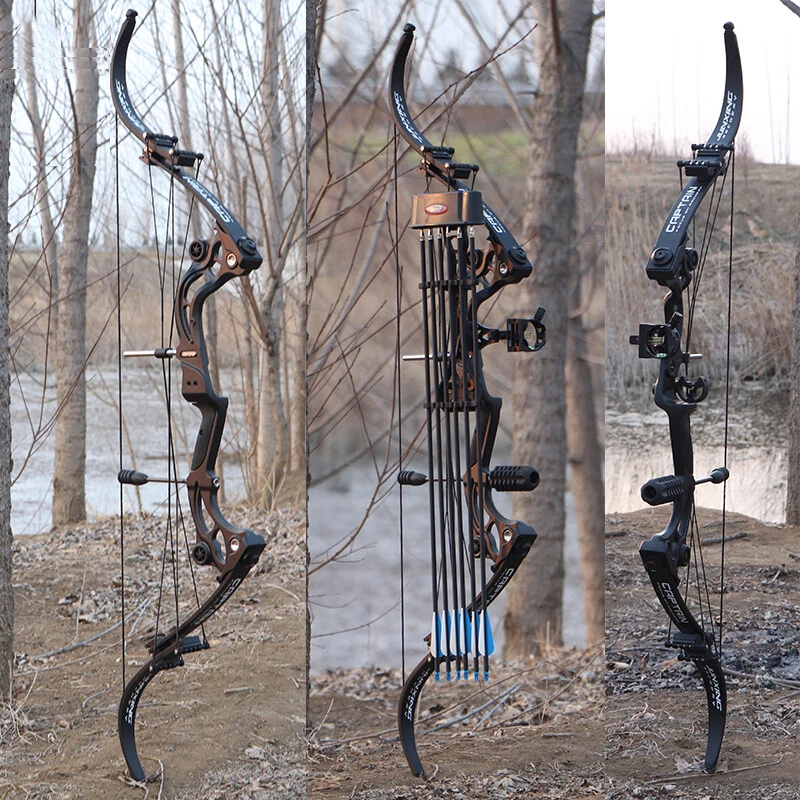 40-55lbs Recurve Bow Hunting Fishing 320FPS Compound Bow Archery Target Shooting - Image 2 of 4