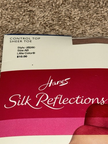 2x HANES Silk Reflections Little Color Pantyhose ULTRA SHEER Control Top Sz AB - Picture 3 of 6