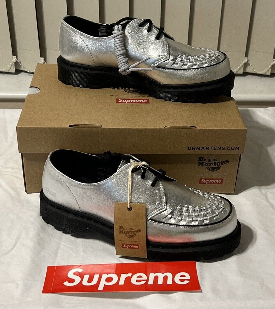 Supreme X Dr Martens Ramsey Silver Shoes BNIB UK 9 Eu 43 Us Supreme X Dr Martens Ramsey Silver Shoes BNIB UK 9 Eu 43 Us