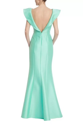 Vestido de sirena BADGLEY MISCHKA Mikado doblado cuello alto (talla 8) - Imagen 7 de 13