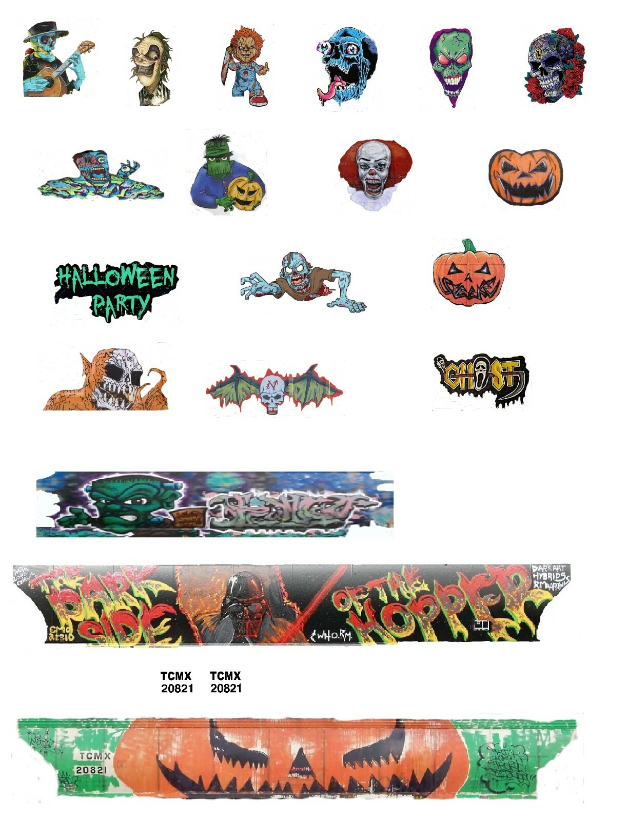 HO Scale Freight Car Graffiti Halloween Graffiti