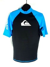 Quiksilver Womens Medium Blue Black Activewear Shirt Short Sleeve H1