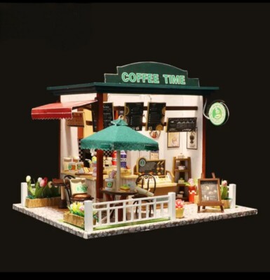 DIY Coffee Time Nook 3D HolzPuzzle Puppenhaus Deko Geschenke C006