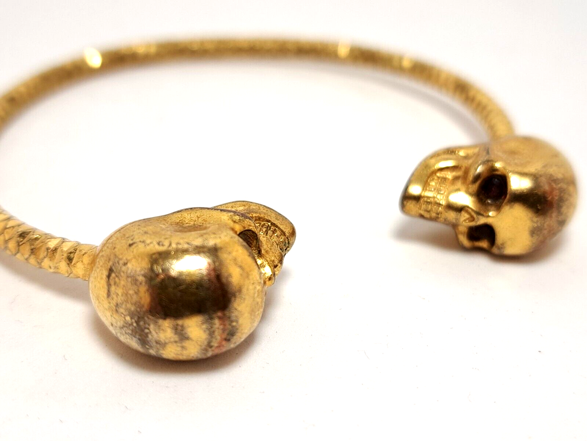 アクセサリー Alexander McQUEEN TWIN SKULL BRACELET Alexander Mcqueen Gold Tone Twin Skull Bangle Bracelet | eBay