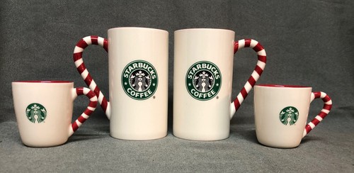 4 STARBUCKS CUPS! 2 Candy Cane Mugs & 2 Expresso Ceramic Holiday Christmas 2009 - Picture 2 of 9
