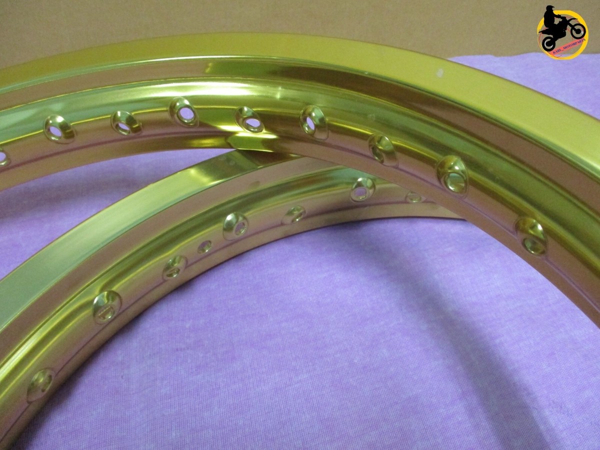 KAWASAKI KX250 1974-1977 ALUMINIUM GOLD F+ R WHEEL RIM SET SERIES7