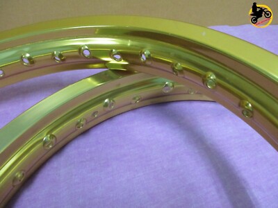KAWASAKI KX250 A4 A5 78-79 ALUMINIUM GOLD F+ R WHEEL RIM SET