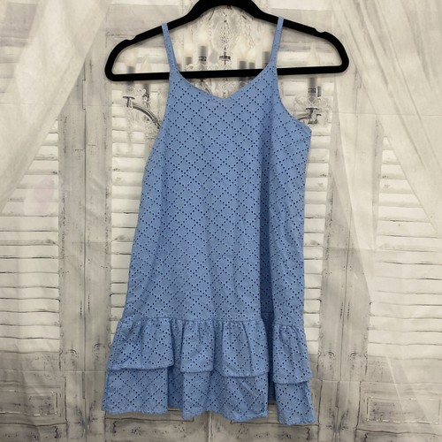 GB Girls M Medium Blue Sleeveless V Neck Dress Ruffle Hemline Casual Summer B54 - Picture 4 of 6
