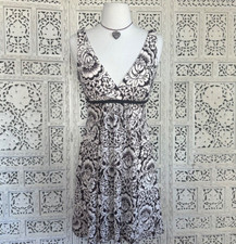 Vintage B Darlin Faux Wrap V Neck Neutral Sleeveless Dress Sz Small