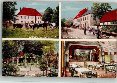 13528481 - 8401 Stauchitz Gasthaus zur alten Post Garten Saal Rinderweide Alte