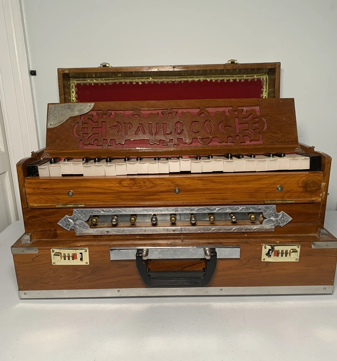 Paul Co Harmonium 42 Key 9 Scale Indian Made Folding For Parts or Repair