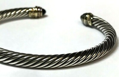 DAVID YURMAN 14K YELLOW GOLD STERLING SILVER CABLE BRACELET DY 585