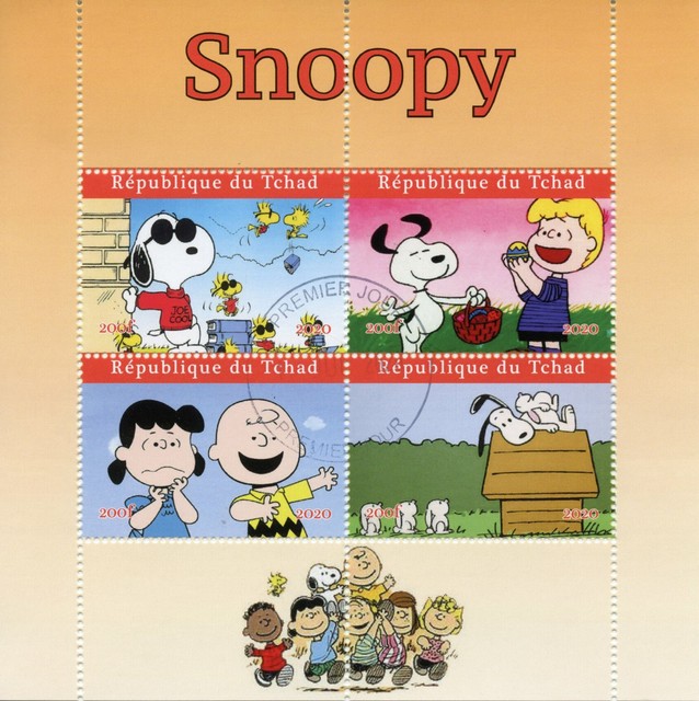 Snoopy Stamps Chad 2020 CTO Cartoons Snoopy Charlie Brown Animation 4v M/S Snoopy Stamps Chad 2020 CTO Cartoons Snoopy Charlie Brown Animation 4v M/S