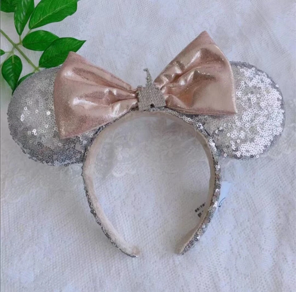 Diadema Minnie Orejas Lentejuelas Arco Castillo Joya Plata Parques Disney Mickey Mouse Foto 2 de 4
