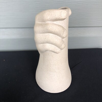 Ceramic Body Form Hand  Beige Tone Matte Finish Glaze Inside Flower Vase-8  Tall