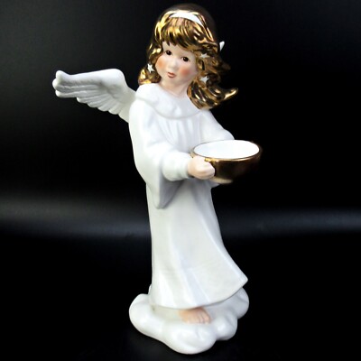 Goebel Weihnacht Porzellan Figur Weihnachtsengel Kerzenhalter Große Version 23cm