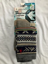 SmartWool Unisex Merino Wool Blend Cozy Cabin Games Crew Socks Gray Medium NWT