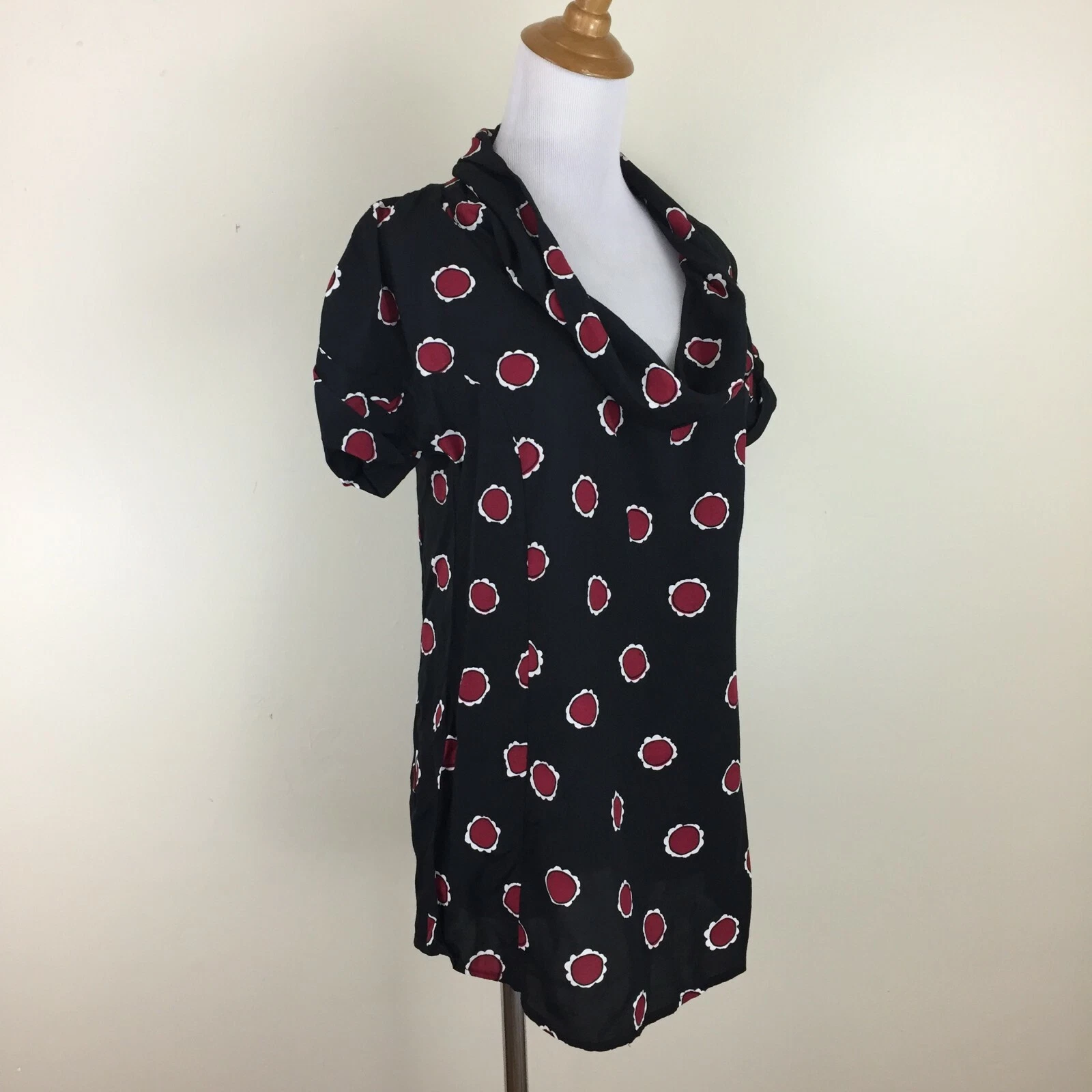 Camicia donna LOVE MOSCHINO Italy nera rossa bianca collo cappuccio manica corta tg 4
