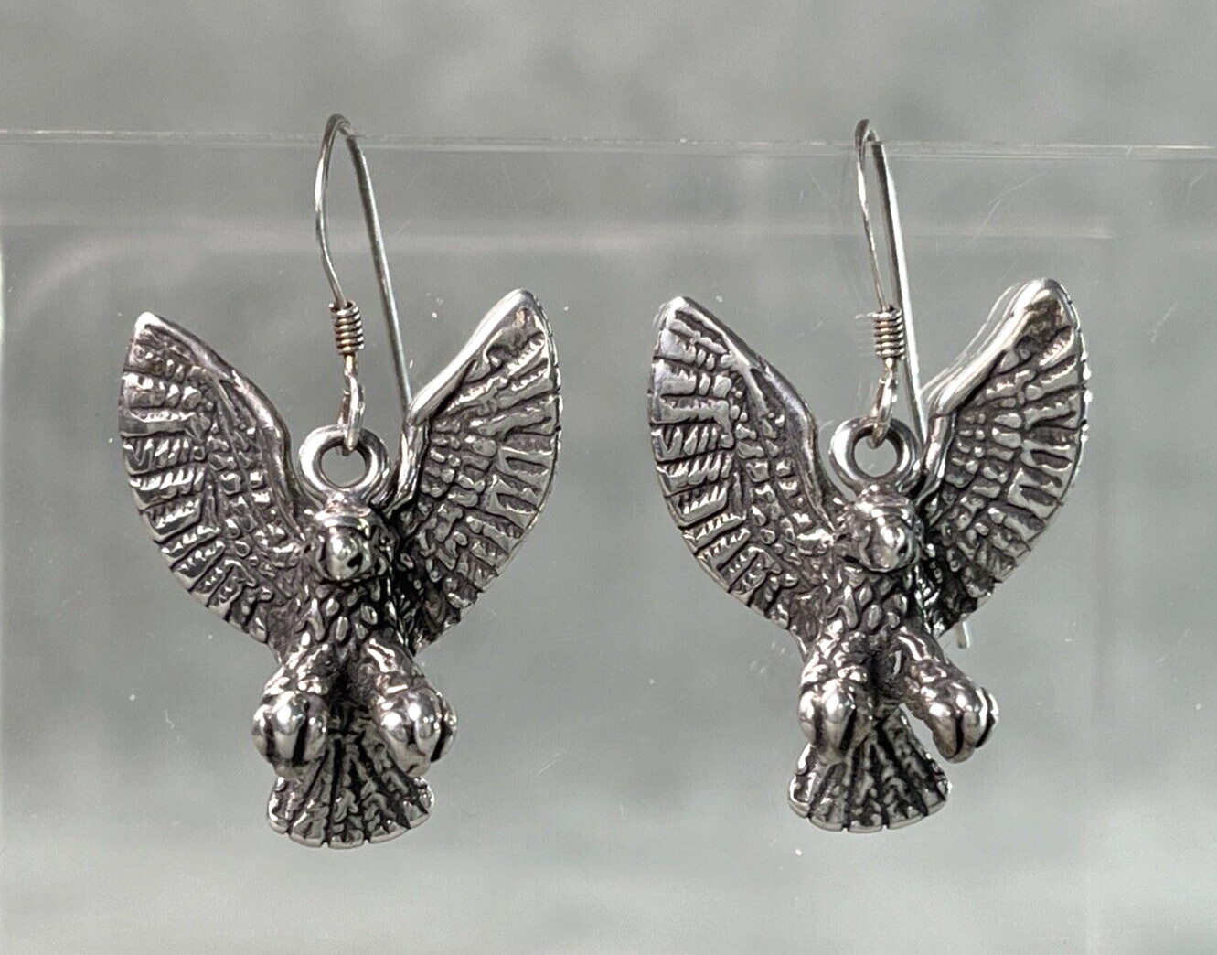 3 Dimensional Eagle Landing Earrings Sterling Sil… - image 2