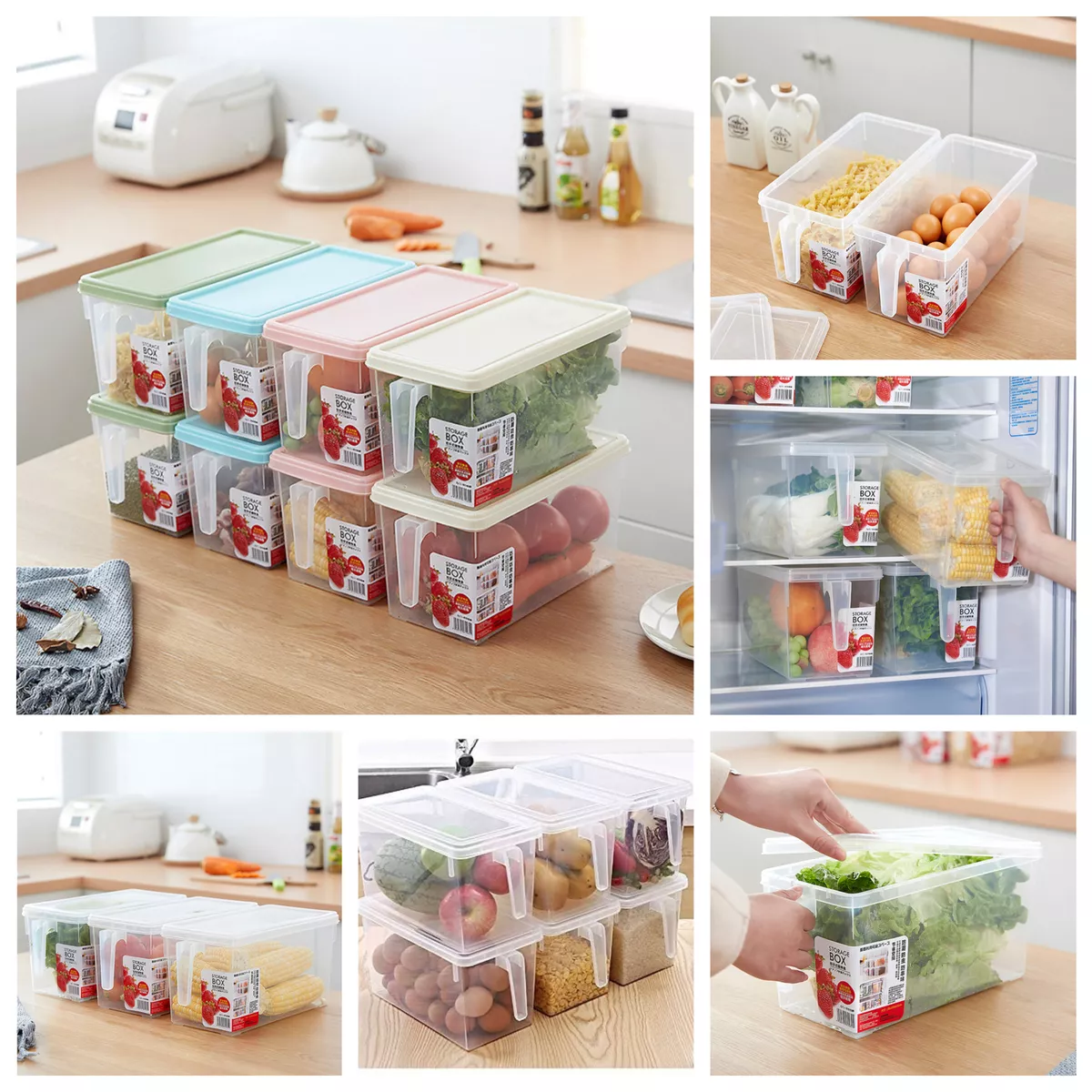 2 Pack Refrigerator Food Storage Containers , Produce Saver Stackable  Container with Lids , Freezer Bins Stay Fresh Lettuce Salad Container for  Fridge