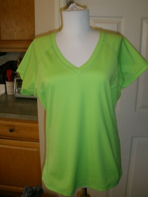Everlast Women's Short Sleeve Neon Green Top Large EUC  (C9)