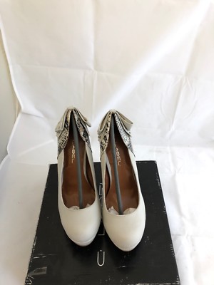 C Label Women's vex-12 White and Snake Skin Heels Size 6.5M