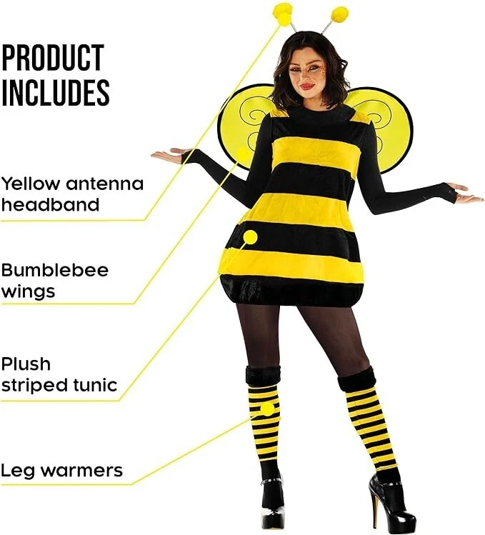 Hummel Kostüm Damen Erwachsene Bienenkostüm Biene Karneval Faschingskostüm - Bild 4 von 4