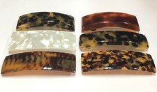 French Barrette Hair Clip Women Metal Large Long Rectangle VTG Made in France