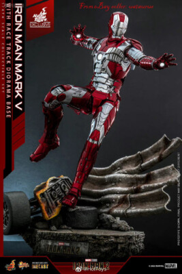 WW2219 Hot toys アイアンマン construction 1/6 HotToys 1/6 Mms400 Iron Man 2 Mk5 Diecast With Race Track Diorama