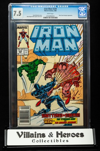 Iron Man #229 ~ CGC 7.5 ~ Newsstand edition ~ Wst Coast Avengers ~ Marvel (1988)