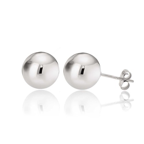 Par de pendientes de perno con cuentas redondas de plata esterlina .925 con espalda - Imagen 30 de 41