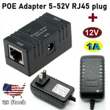 Passive POE Injector for IP Camera Netwrok AP Device 5V-52V RJ45 plug  12V-1A