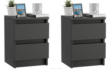 ComfortCove Bedside Tables set of 2, Bedside Table with 2 Drawers Set of 2 BLACK