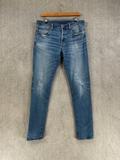 G Star Jeans Mens Size W32 L34 Blue Denim 3301 Slim Fit  Tapered Leg Distressed
