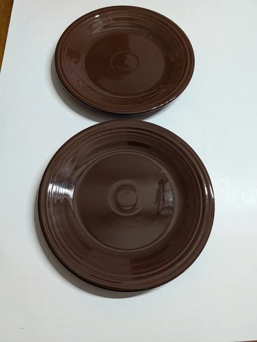 Set Of 2 Brown Fiesta Ware Chocolate Dinner Plates 10.5” Retired Fiestaware