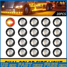 20x 12V Dual Color Marker Lights Truck Trailer Bullet Red-Amber LED Round 3/4"