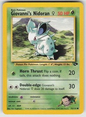 Giovanni's Nidoran F 75/132 Common Gym Challenge Pokemon Unlimited MP