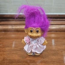 Vintage Russ Troll Doll Flower Girl Wedding Figure Purple Hair NEW In Bag