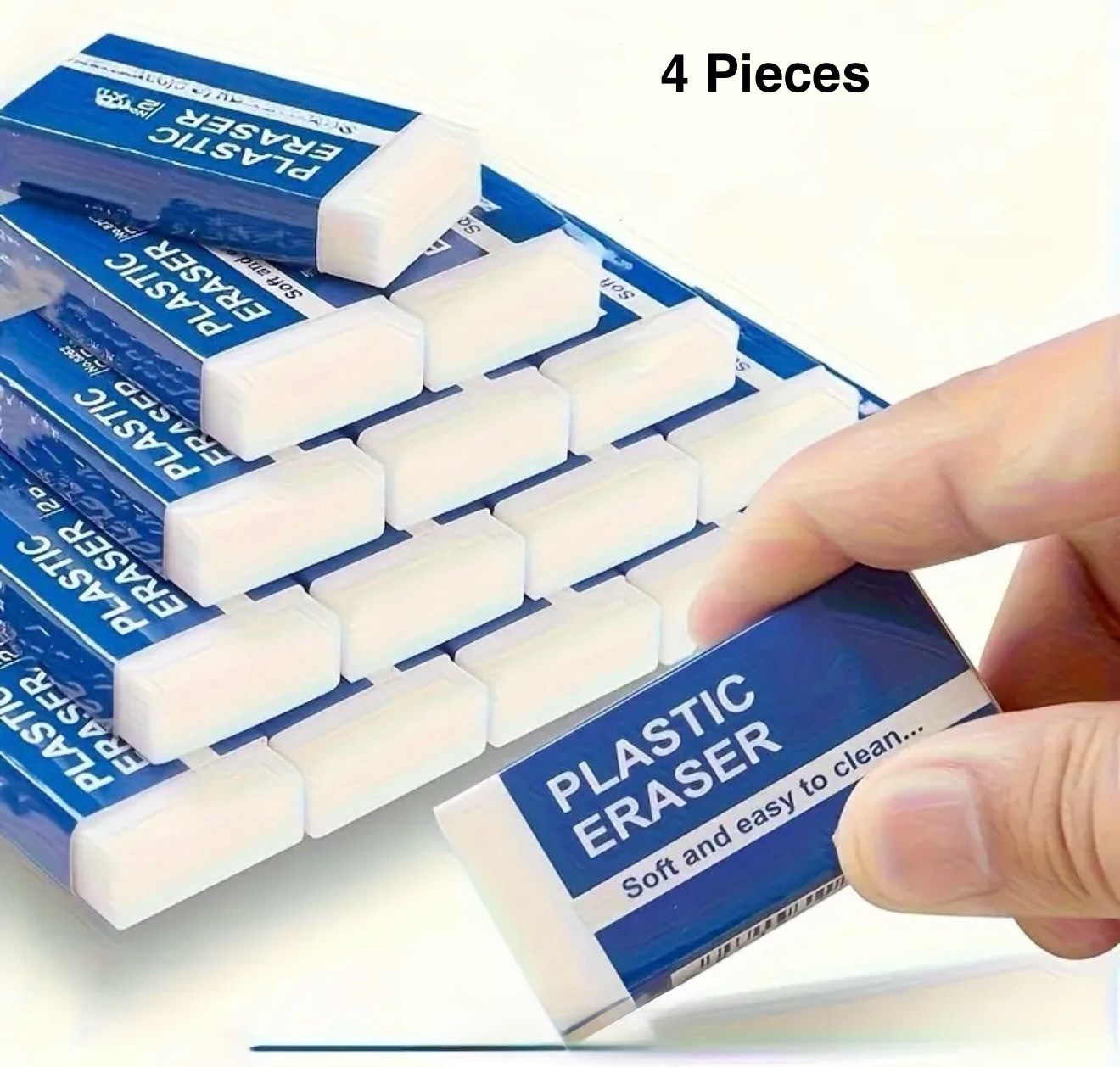  4 Pieces of Rubber Plastic Erasers for Children School Home Office Drawing