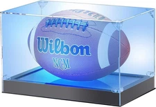 US Acrylic Football Display Case with Adjustable LED Clear Ball Holder Full Size