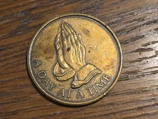 Vintage Prayer Token / Coin/Medal - A Day At A Time / Prayer of Serenity
