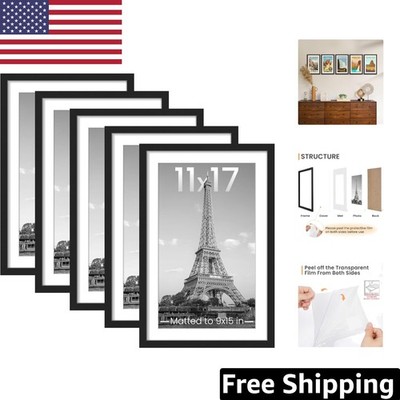 Classic Set of 5 Matted Picture Frames for 11x17 or 9x15 Photos - Gift Ready