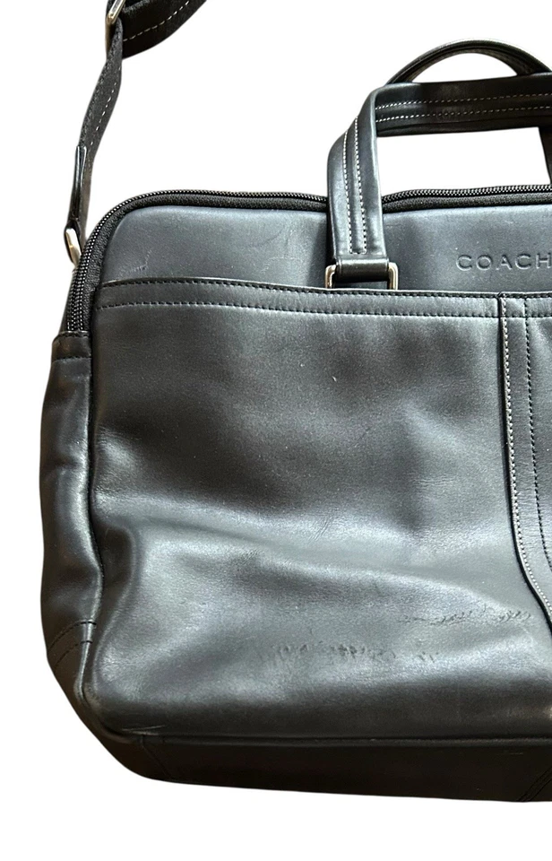 COACH Business Bag 2way F70707 Black Leather Crossbody Messenger Suitcase Read - Image 4 of 4