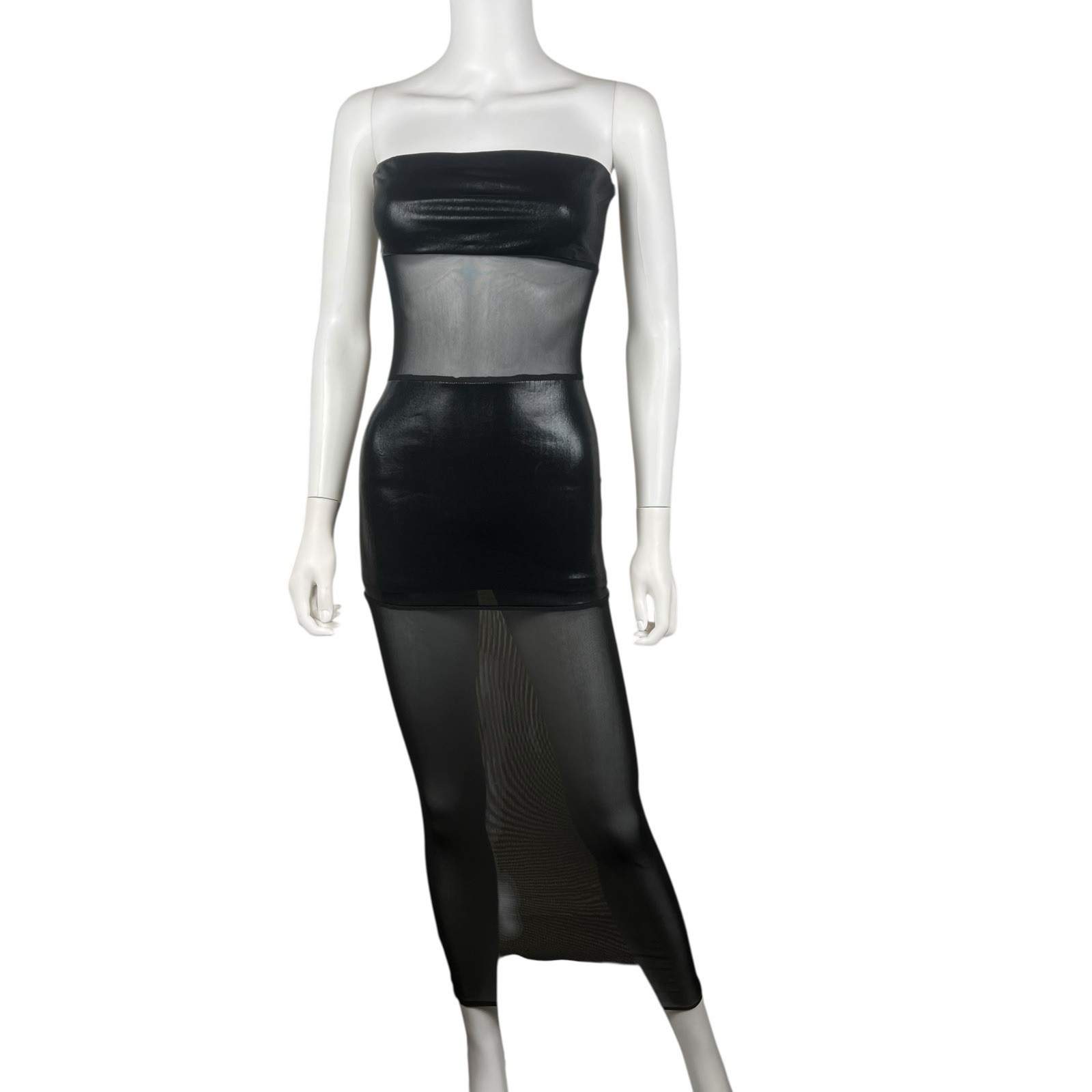 Superdown Revolve Mesh Panels Black Strapless Max… - image 1
