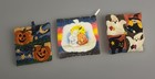 3 Vintage Halloween Fall Oven Mitts Ghosts Cats Witches Pumpkins