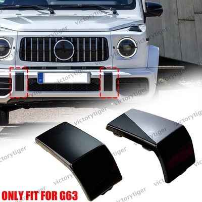 EXPRESS 2 x PIANO GLOSS BLACK Bumper Caps for Mercedes W463A  G63 AMG 2019-24