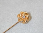 Antique 14k Yellow Gold Diamond Love Knot Stick Pin Mine Cut