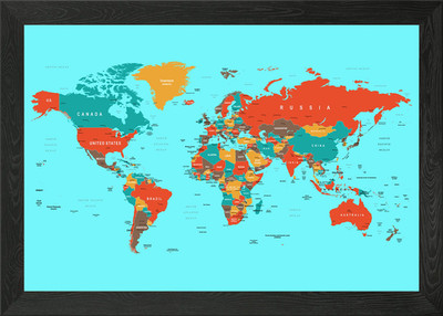 Detaillierte Weltkarte Gerahmtes Wandbild Poster Leinwanddruck Bild