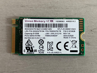 Lenovo Union Memory AM620 512GB NVME M.2 2242 SSD PCIE 3.0 /Installed Windows 10