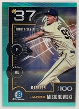 2025 Bowman Jacob Misiorowski Scouts' Top 100 Chrome Aqua Refractor /125 Brewers